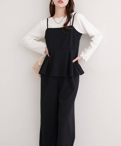 彈力荷葉邊連體褲