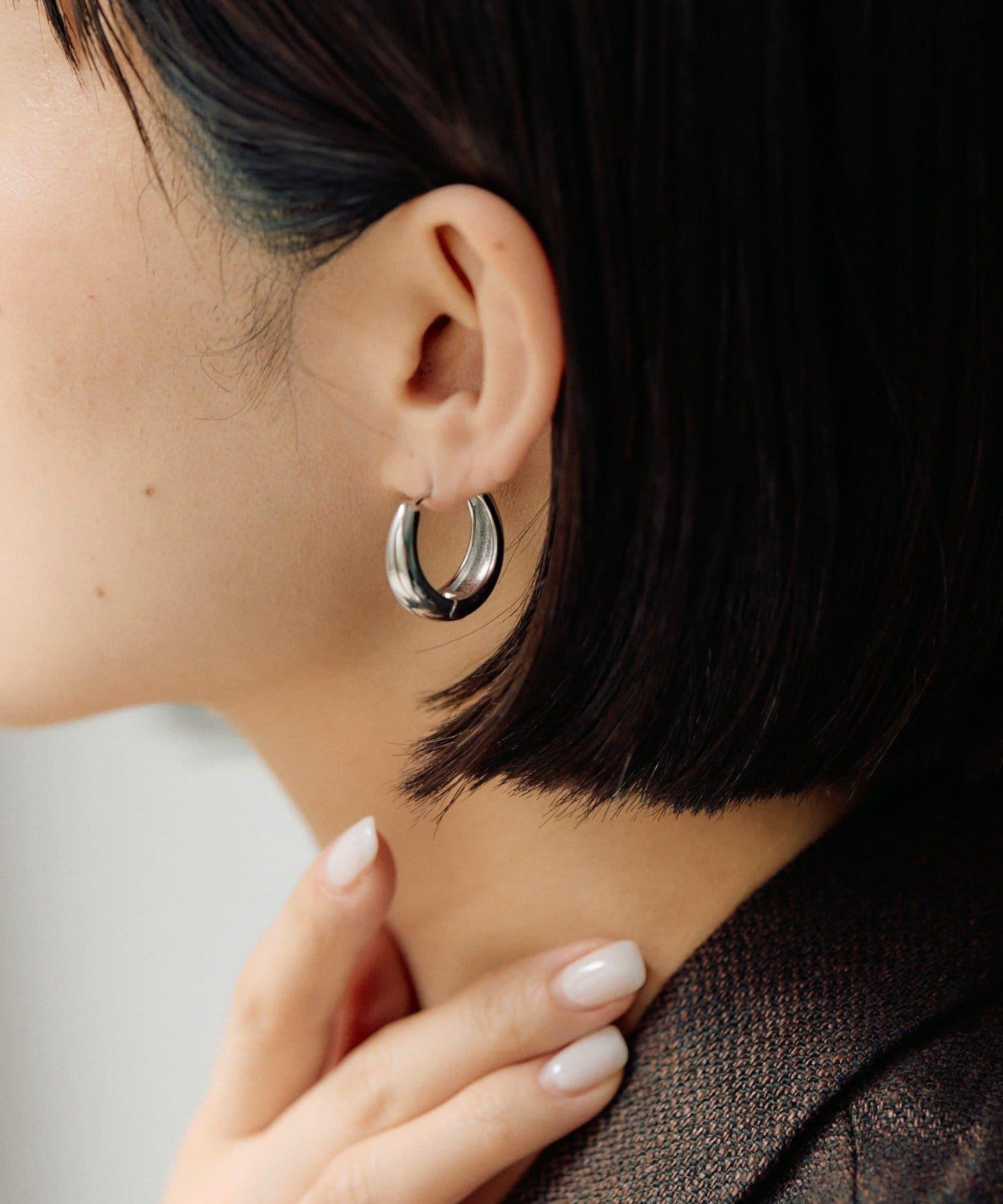 金屬過敏適用/不鏽鋼 簡約R形圈耳環