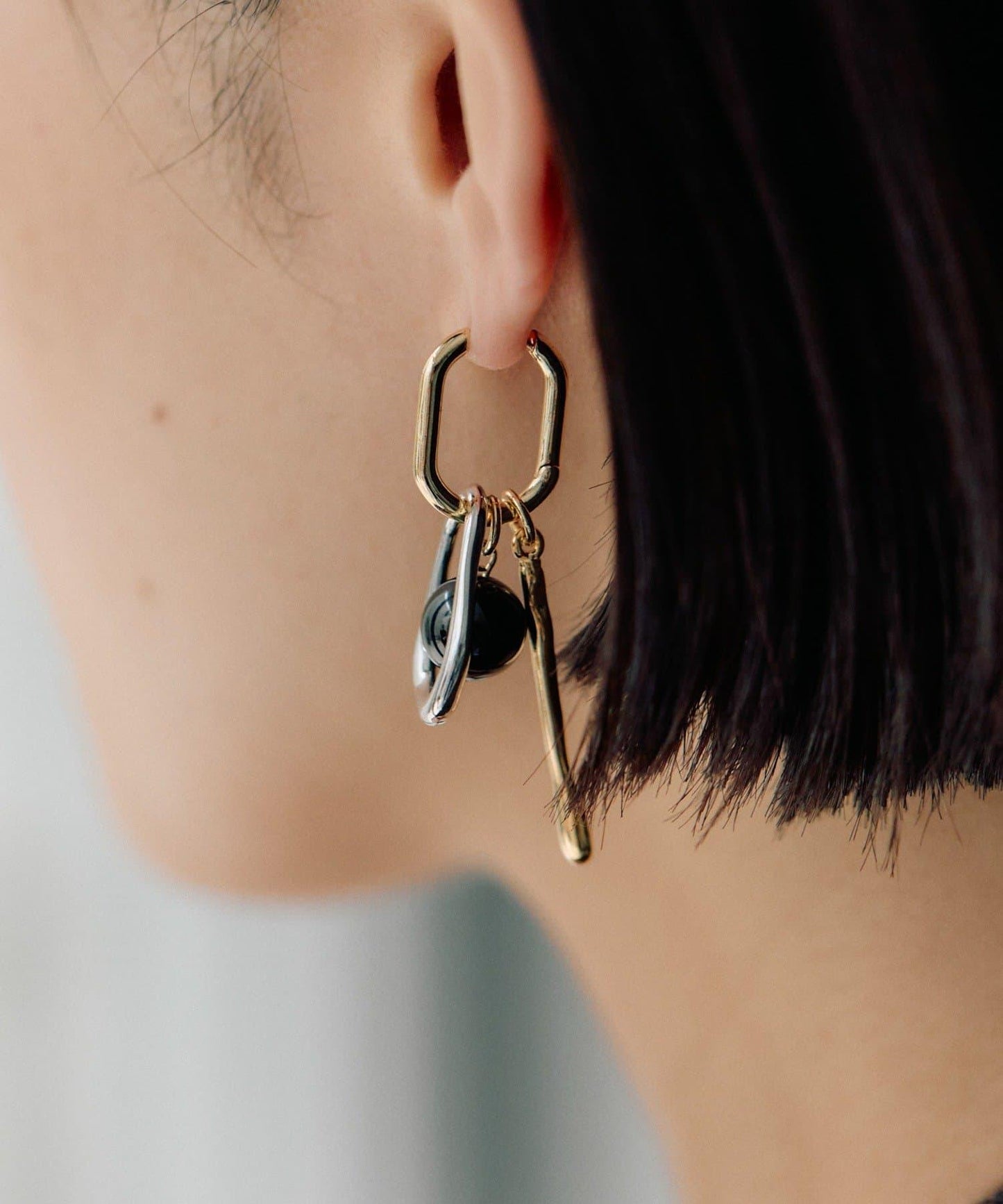 黑色多樣款圓環耳環