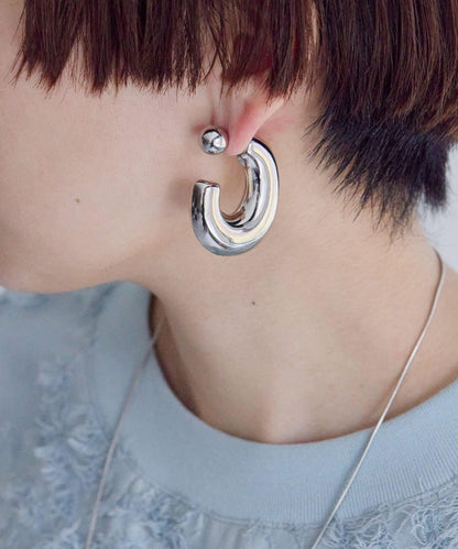《金屬過敏適用/不鏽鋼》厚實後掛式耳環