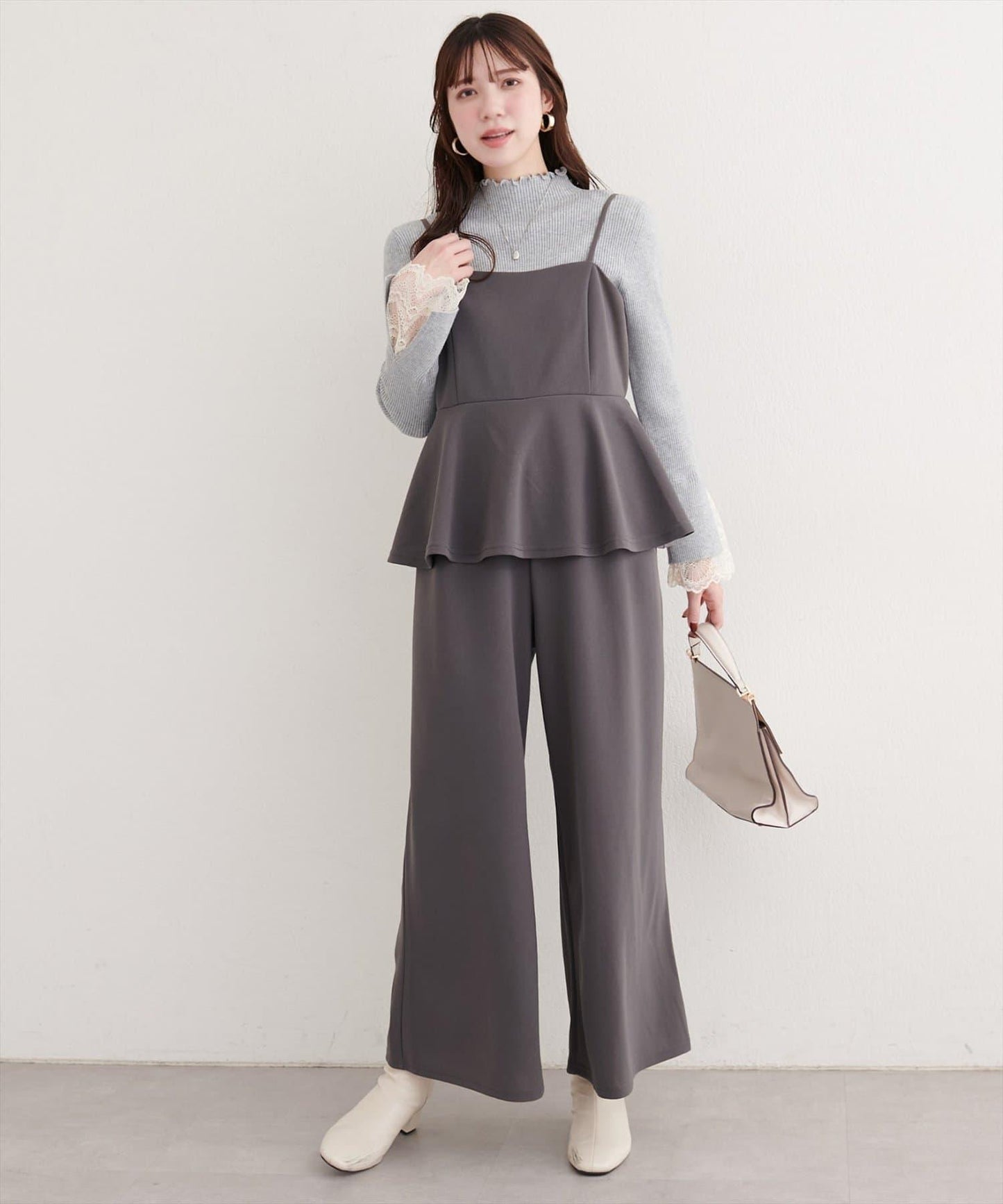 彈力荷葉邊連體褲