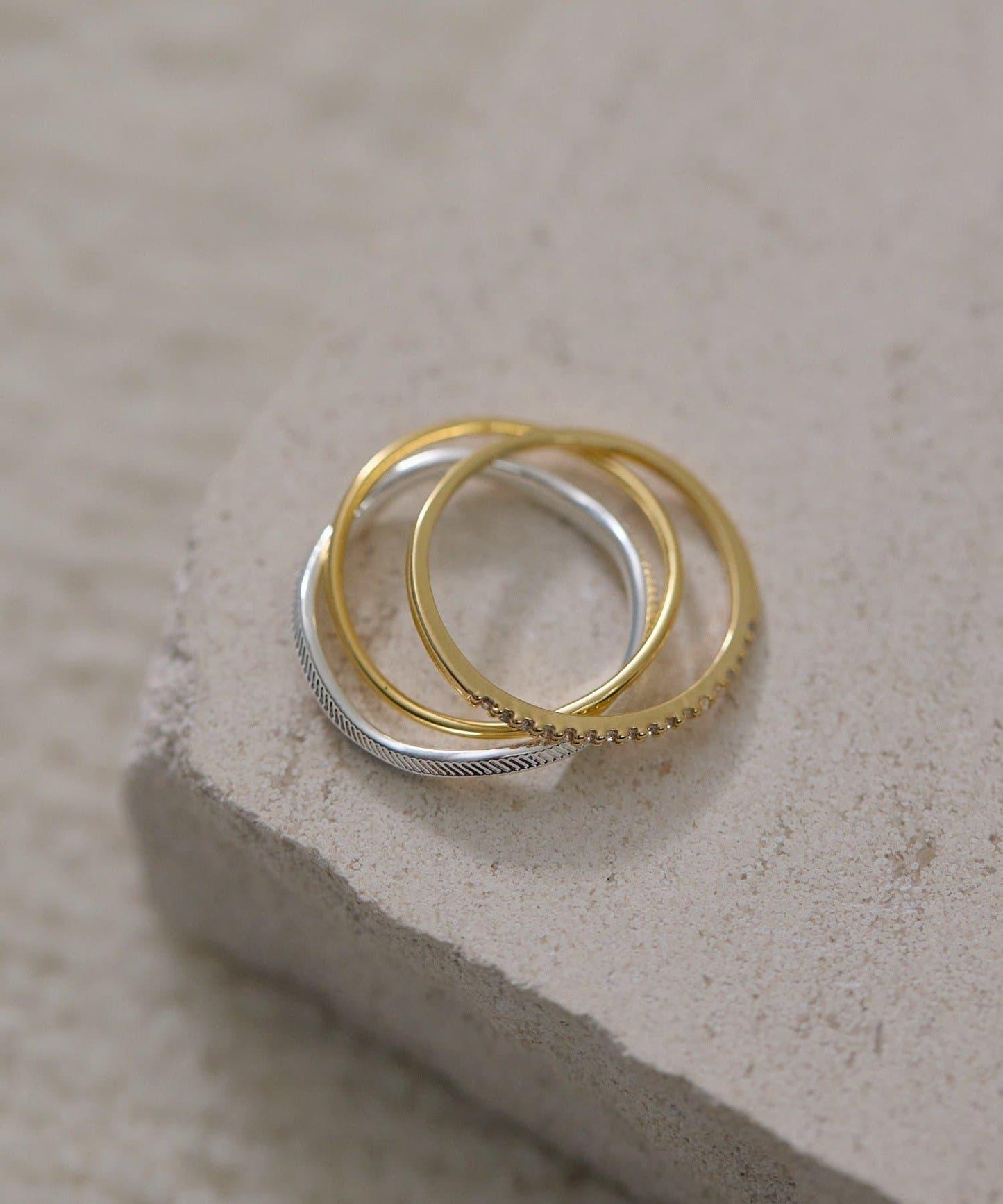 《スターリングシルバー使用》三件套精美戒指