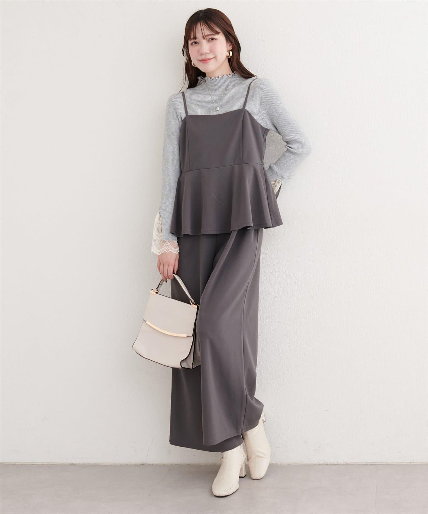 彈力荷葉邊連體褲