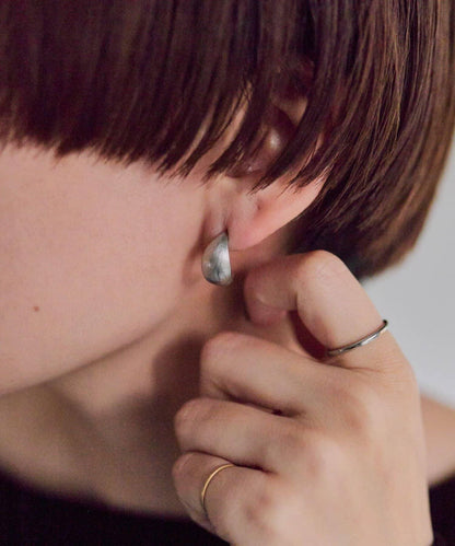 金屬過敏適用/不鏽鋼緞面水滴耳環