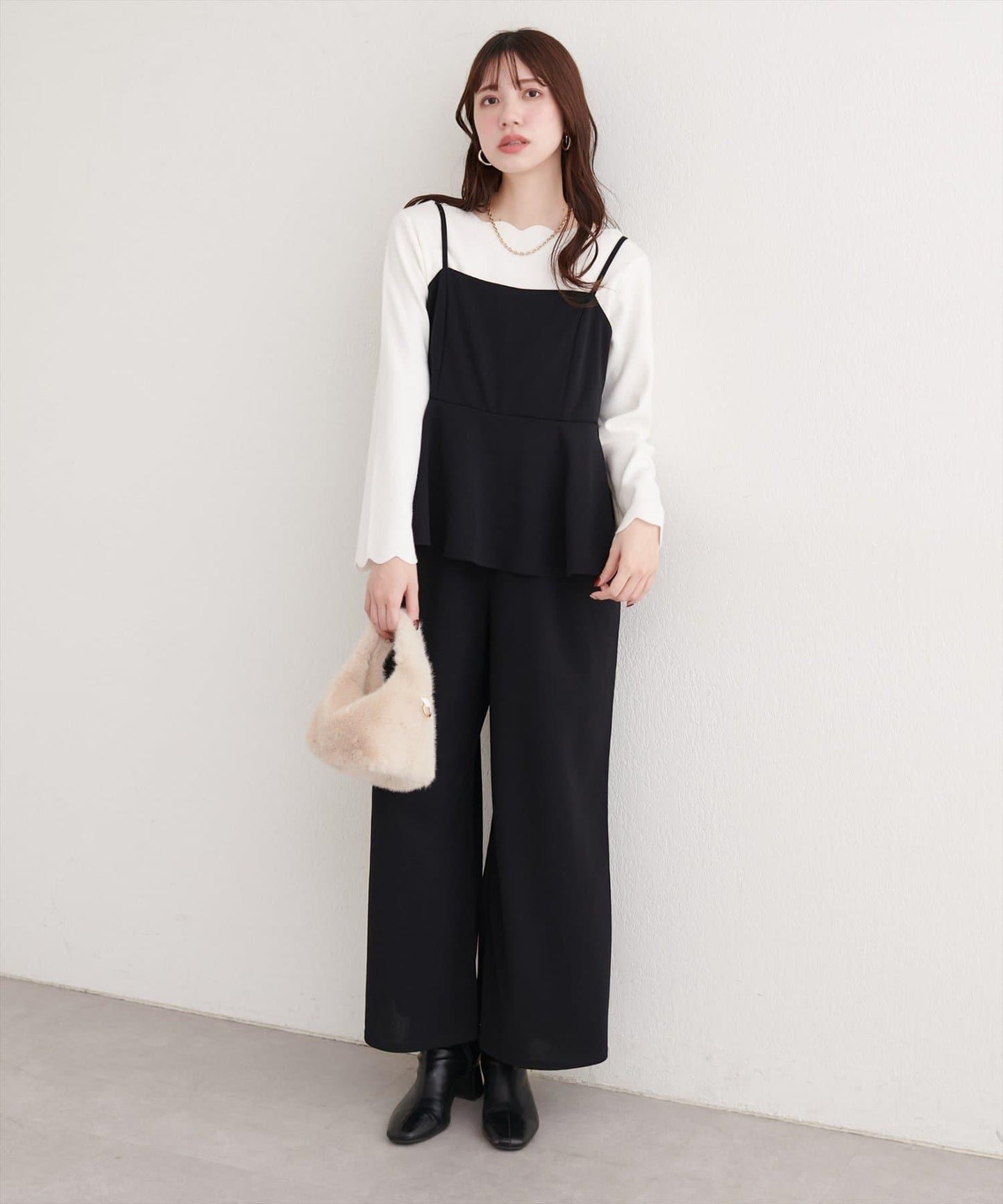 彈力荷葉邊連體褲