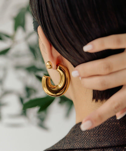 《金屬過敏適用/不鏽鋼》厚實後掛式耳環