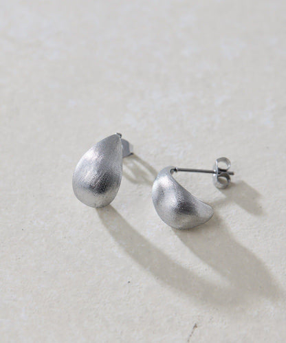 金屬過敏適用/不鏽鋼緞面水滴耳環