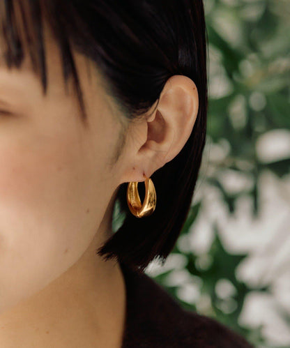 金屬過敏適用/不鏽鋼 簡約R形圈耳環