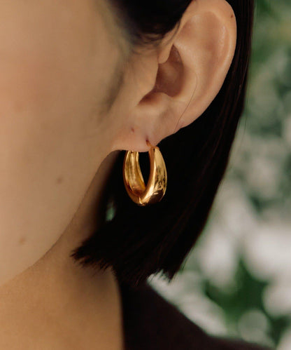 金屬過敏適用/不鏽鋼 簡約R形圈耳環