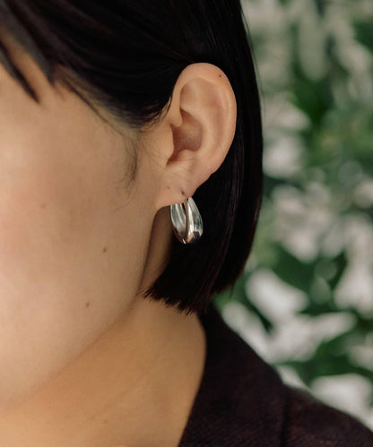 金屬過敏適用/不鏽鋼 簡約R形圈耳環