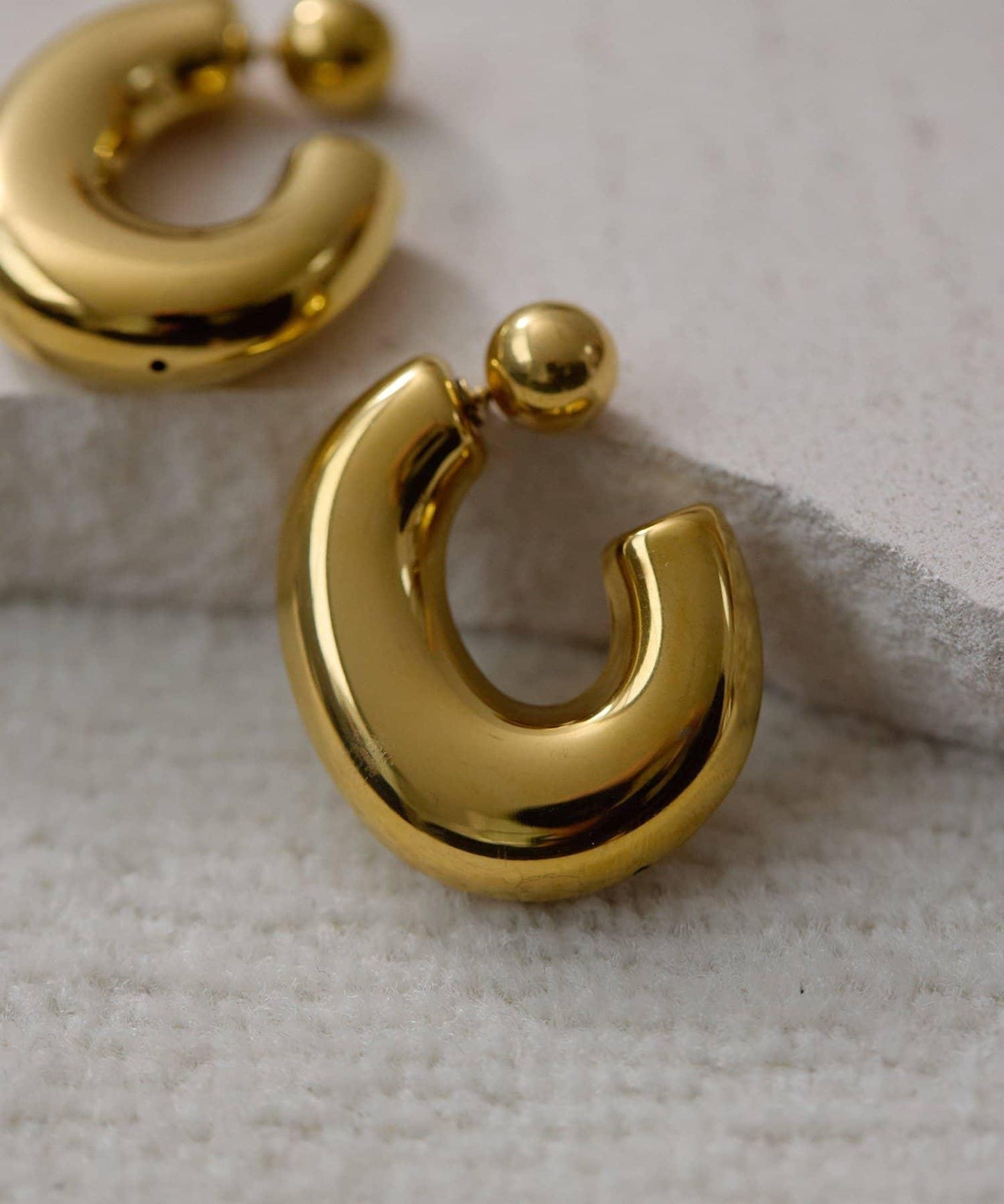 《金屬過敏適用/不鏽鋼》厚實後掛式耳環