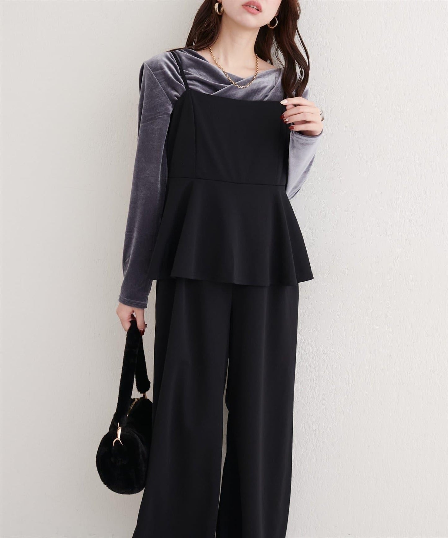 彈力荷葉邊連體褲