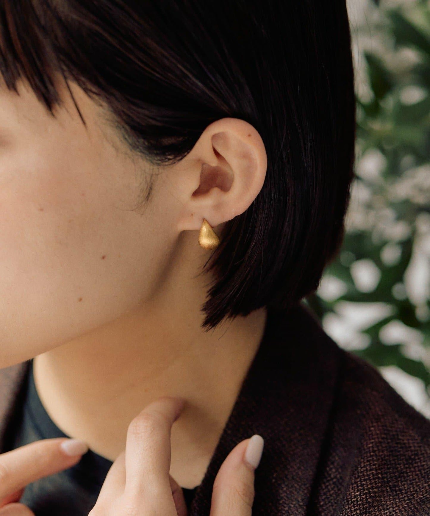 金屬過敏適用/不鏽鋼緞面水滴耳環