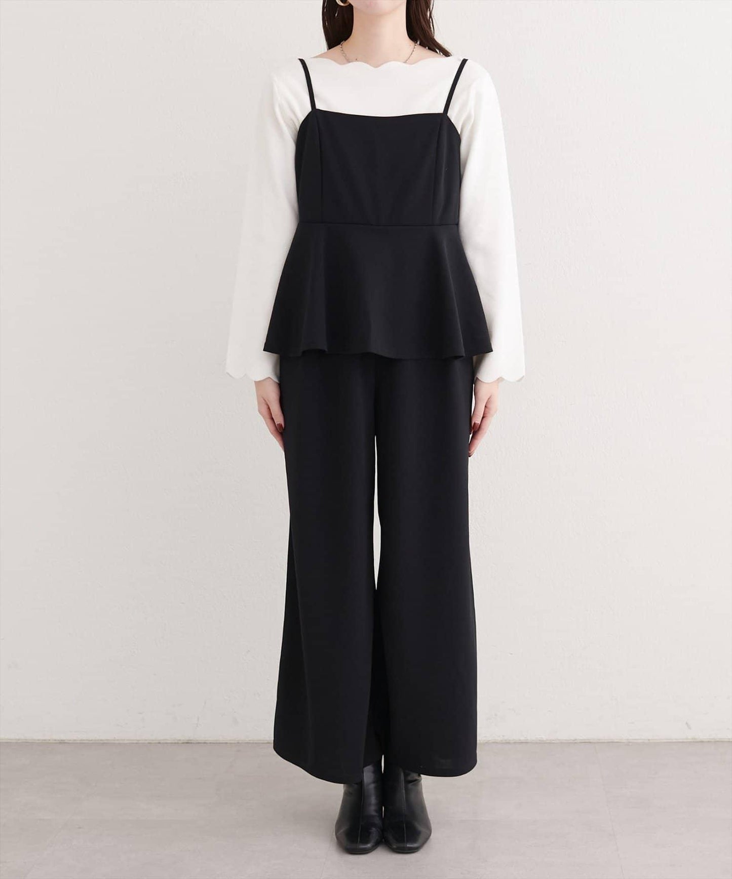 彈力荷葉邊連體褲