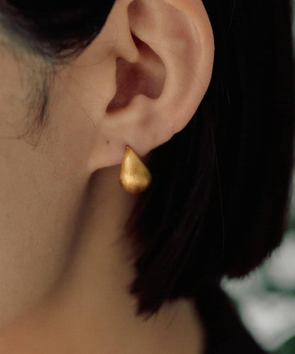 金屬過敏適用/不鏽鋼緞面水滴耳環