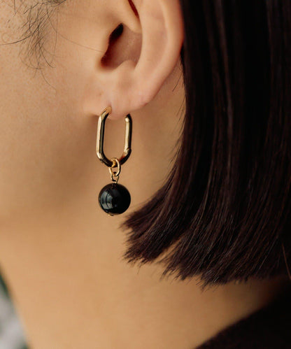 黑色多樣款圓環耳環