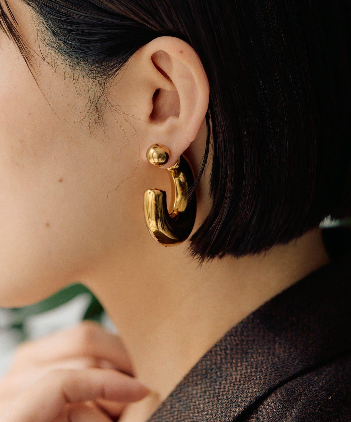 《金屬過敏適用/不鏽鋼》厚實後掛式耳環