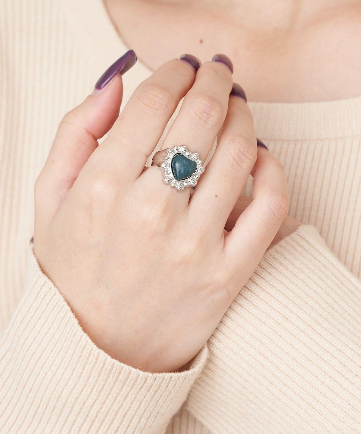 【yuccA】心形寶石立體戒指