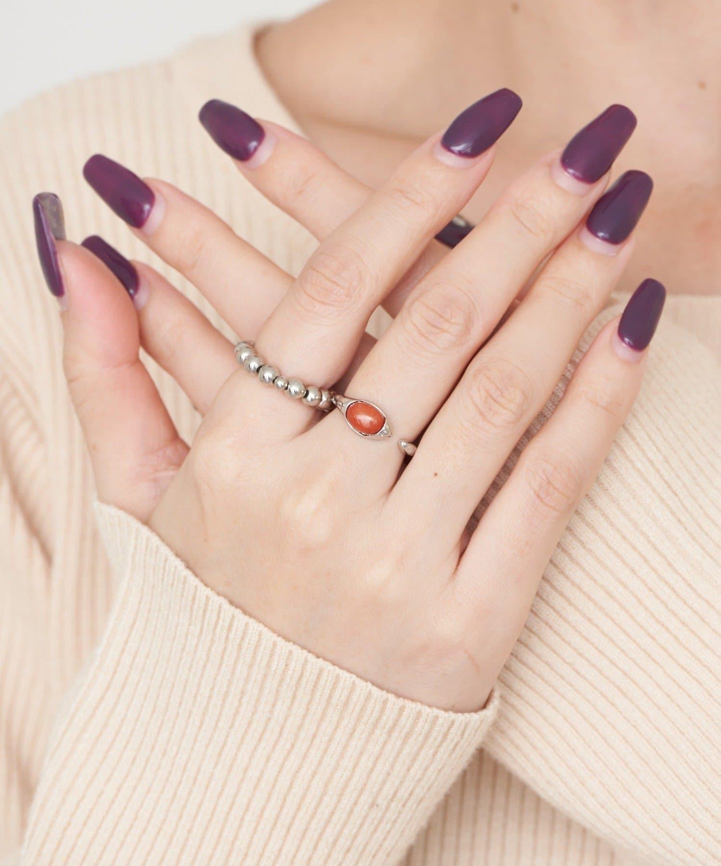 【yuccA】球形石套裝戒指