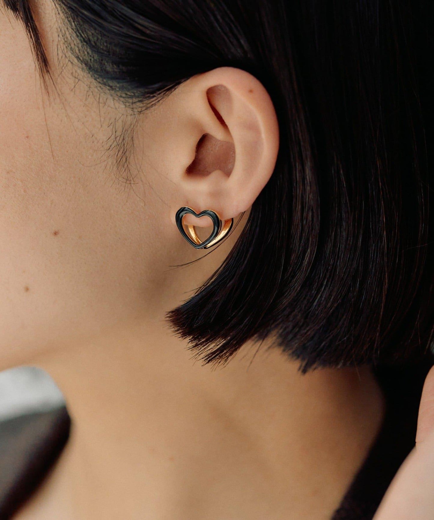 愛心夾心耳環