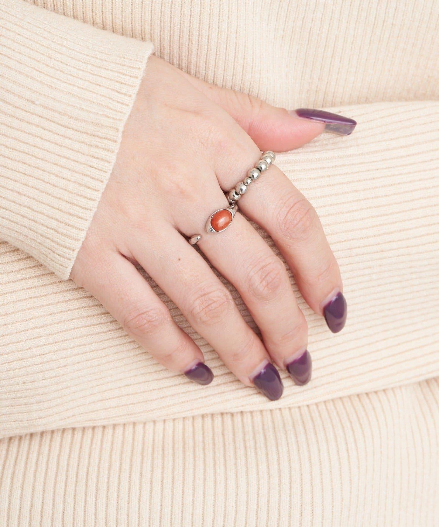 【yuccA】球形石套裝戒指