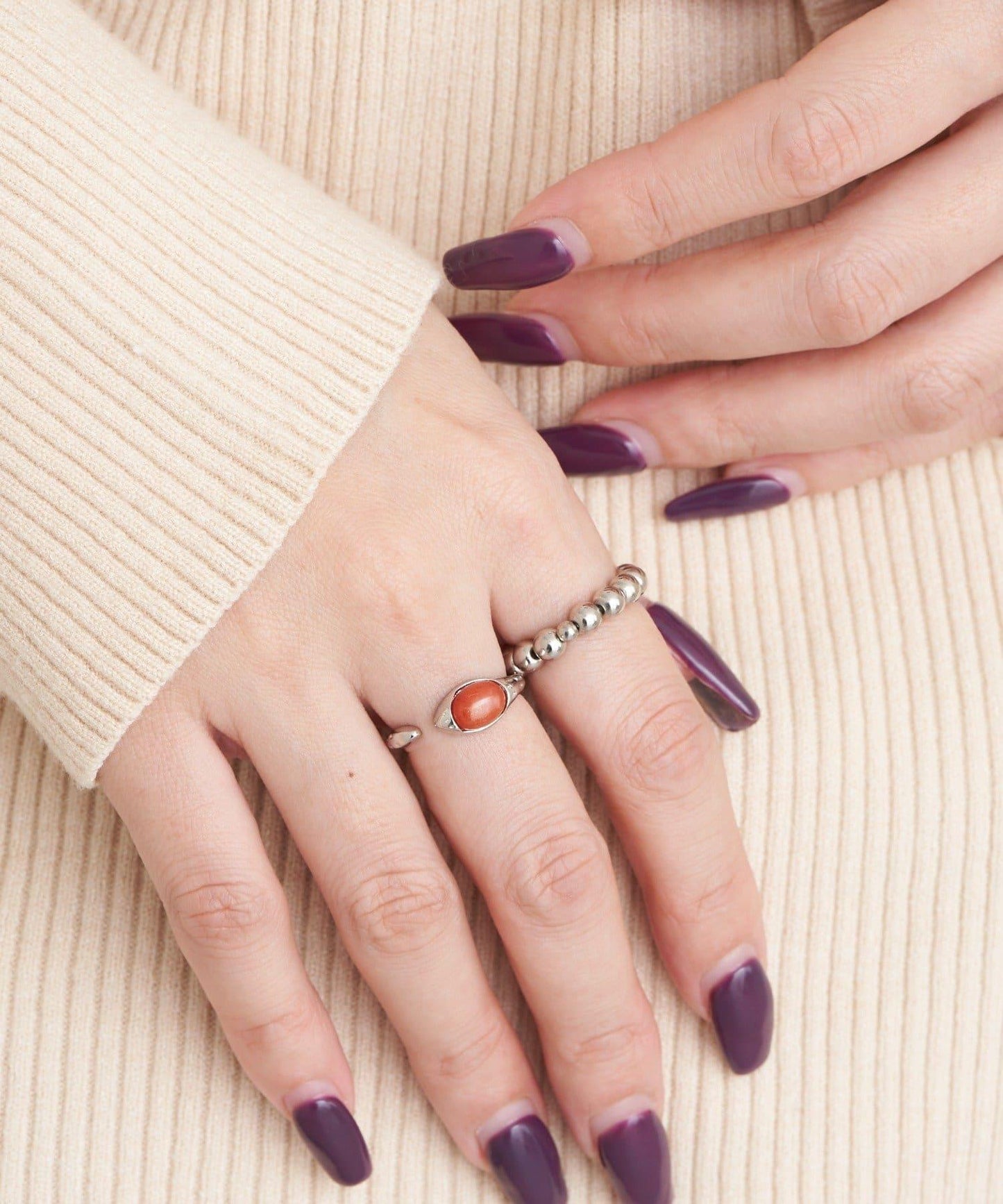 【yuccA】球形石套裝戒指