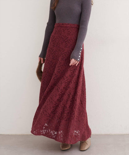 磨毛蕾絲半身裙