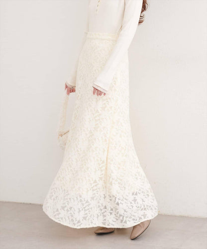 磨毛蕾絲半身裙