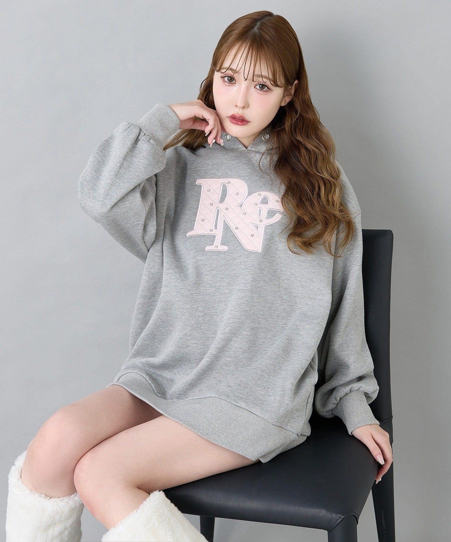 絎縫Logo寬鬆連帽衛衣