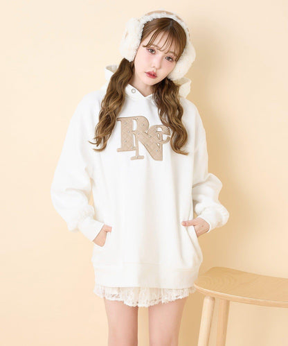 絎縫Logo寬鬆連帽衛衣