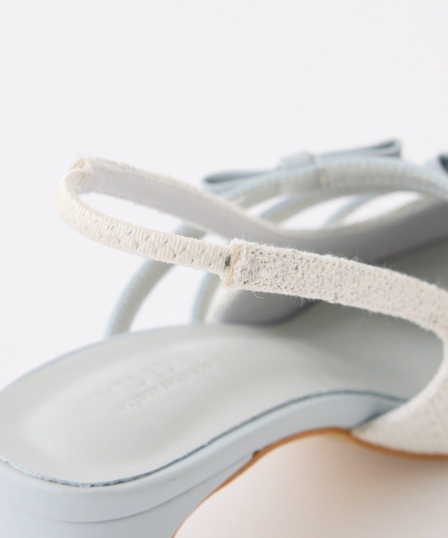 蝴蝶結穆勒鞋/淺藍色花呢