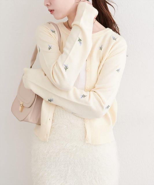 PBT花卉刺繡短款開衫