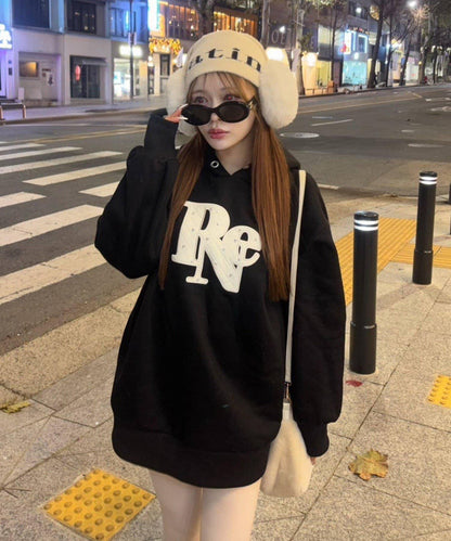 絎縫Logo寬鬆連帽衛衣