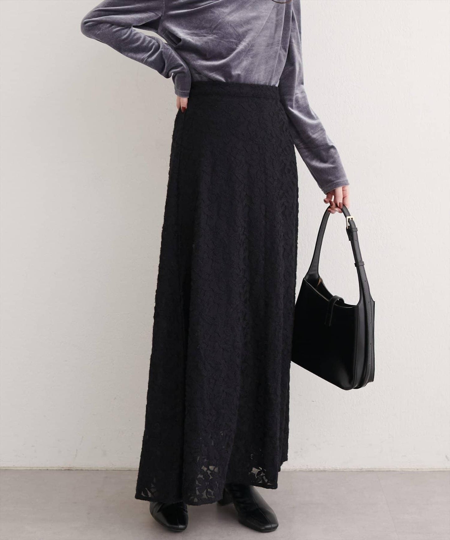 磨毛蕾絲半身裙