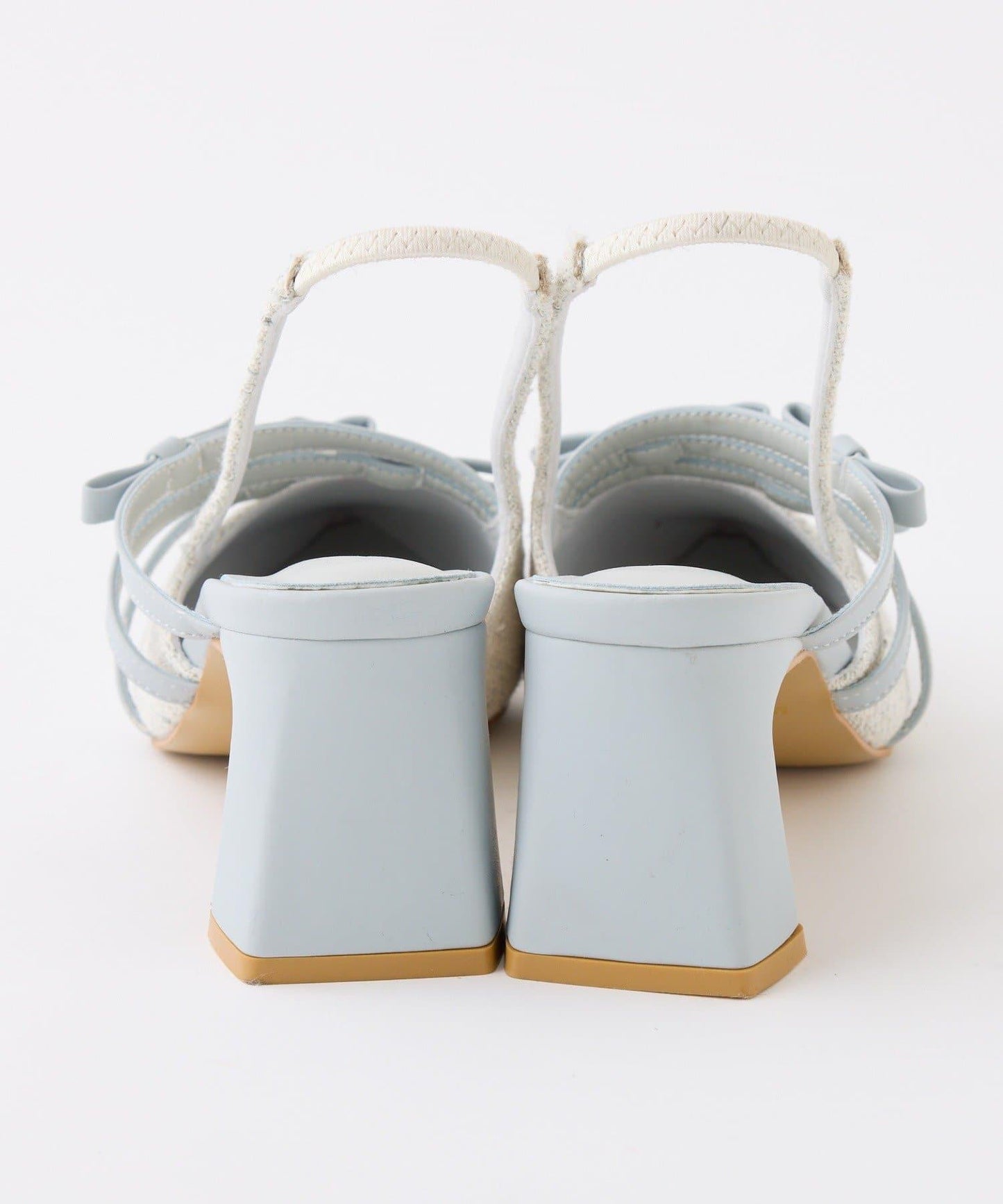 蝴蝶結穆勒鞋/淺藍色花呢