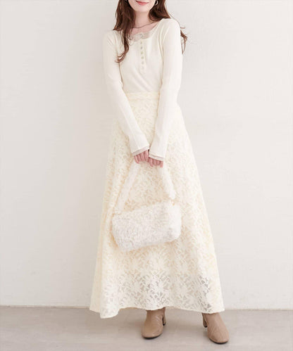 磨毛蕾絲半身裙