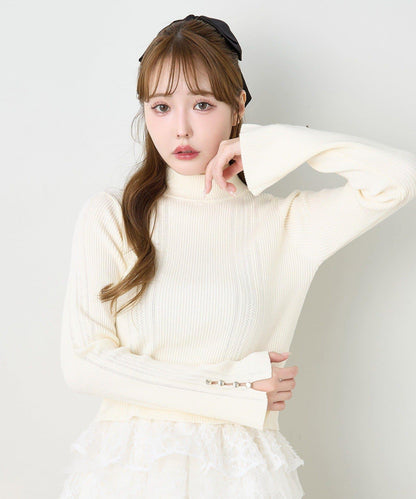 鏤空高領針織衫