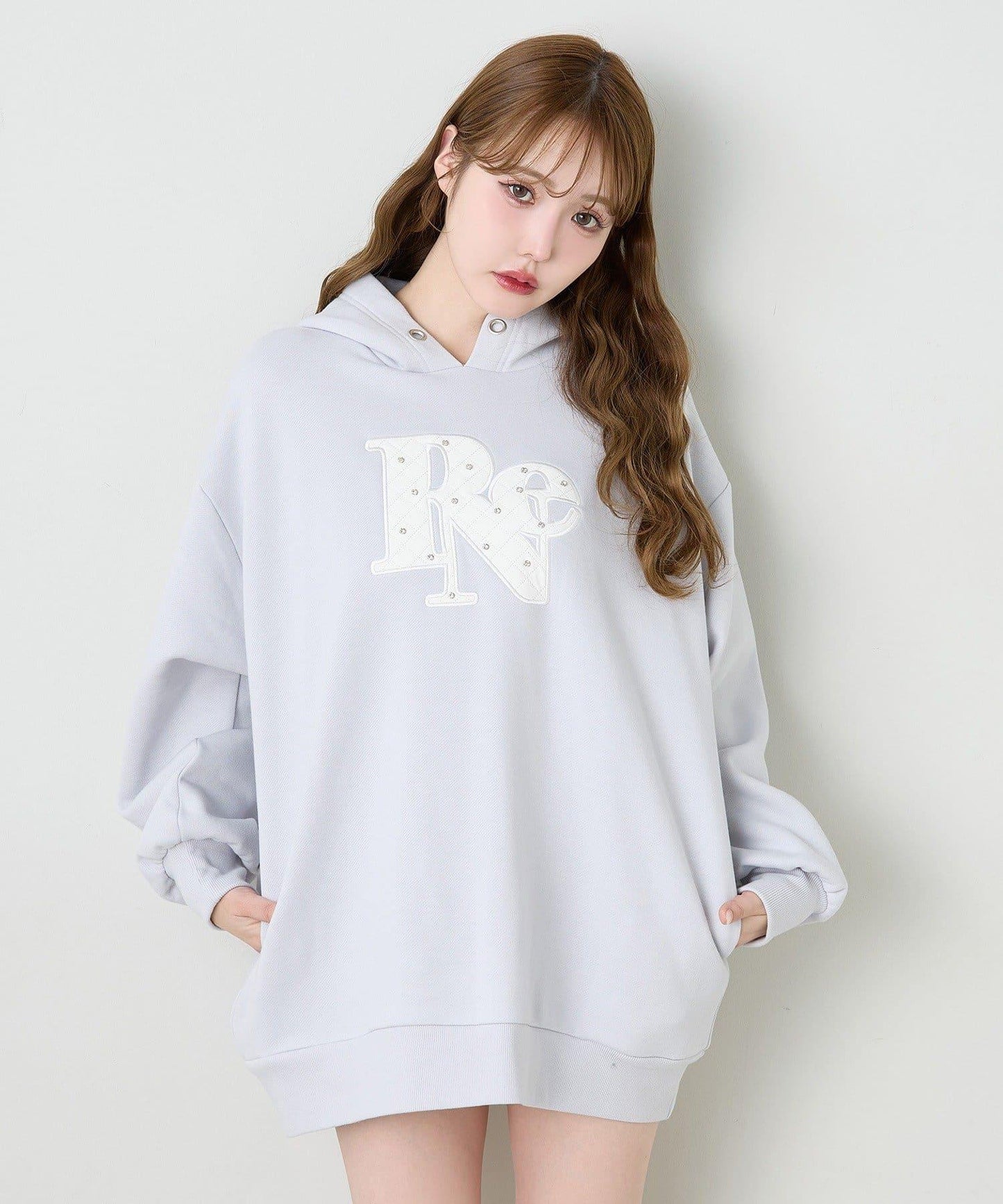 絎縫Logo寬鬆連帽衛衣