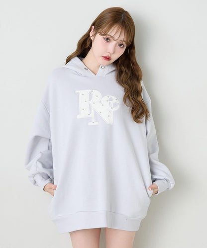 絎縫Logo寬鬆連帽衛衣