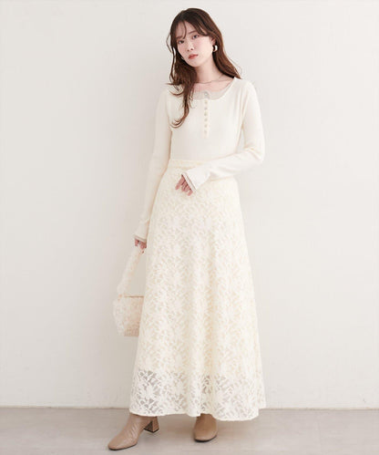 磨毛蕾絲半身裙