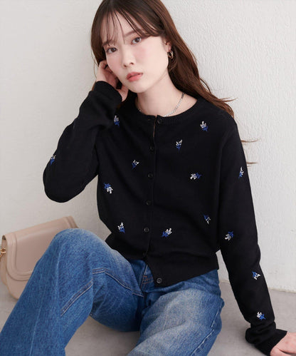 PBT花卉刺繡短款開衫