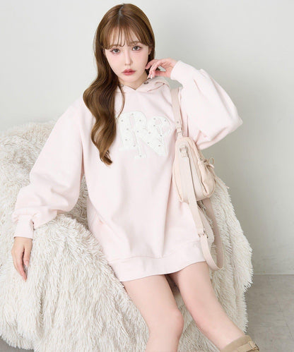 絎縫Logo寬鬆連帽衛衣