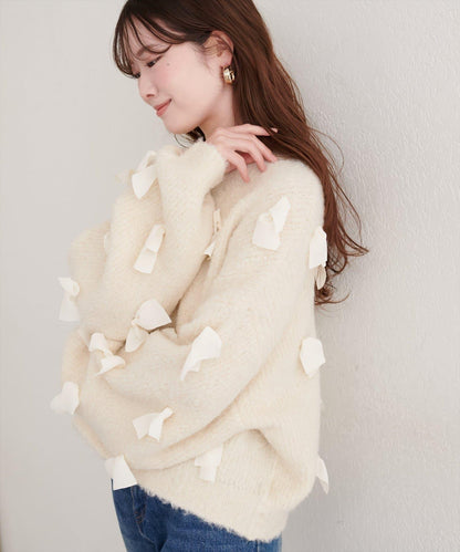 喬其紗蝴蝶結針織衫