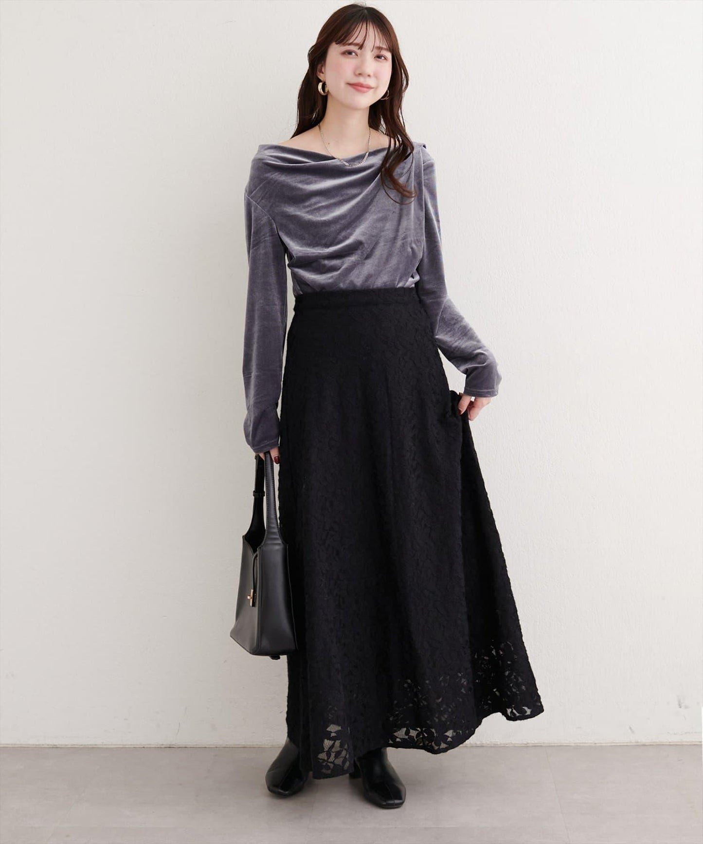 磨毛蕾絲半身裙