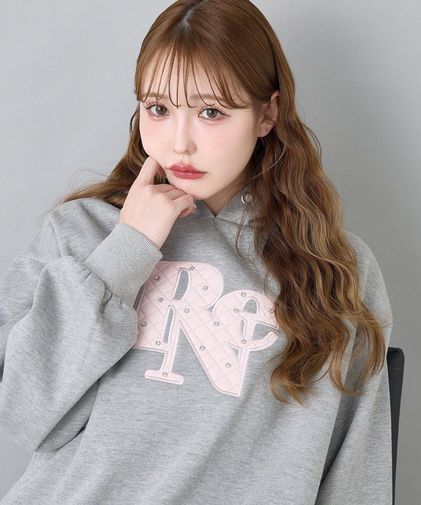 絎縫Logo寬鬆連帽衛衣