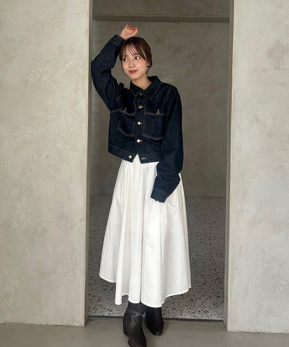 金色紐扣牛仔泡泡袖夾克