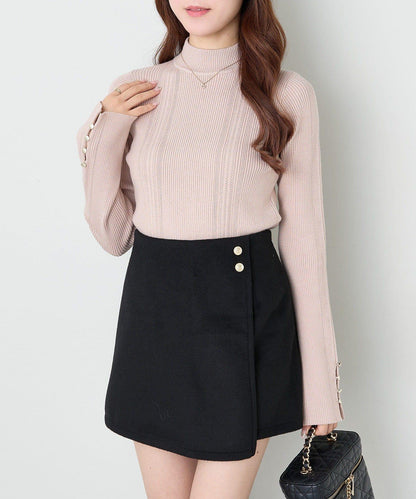 鏤空高領針織衫