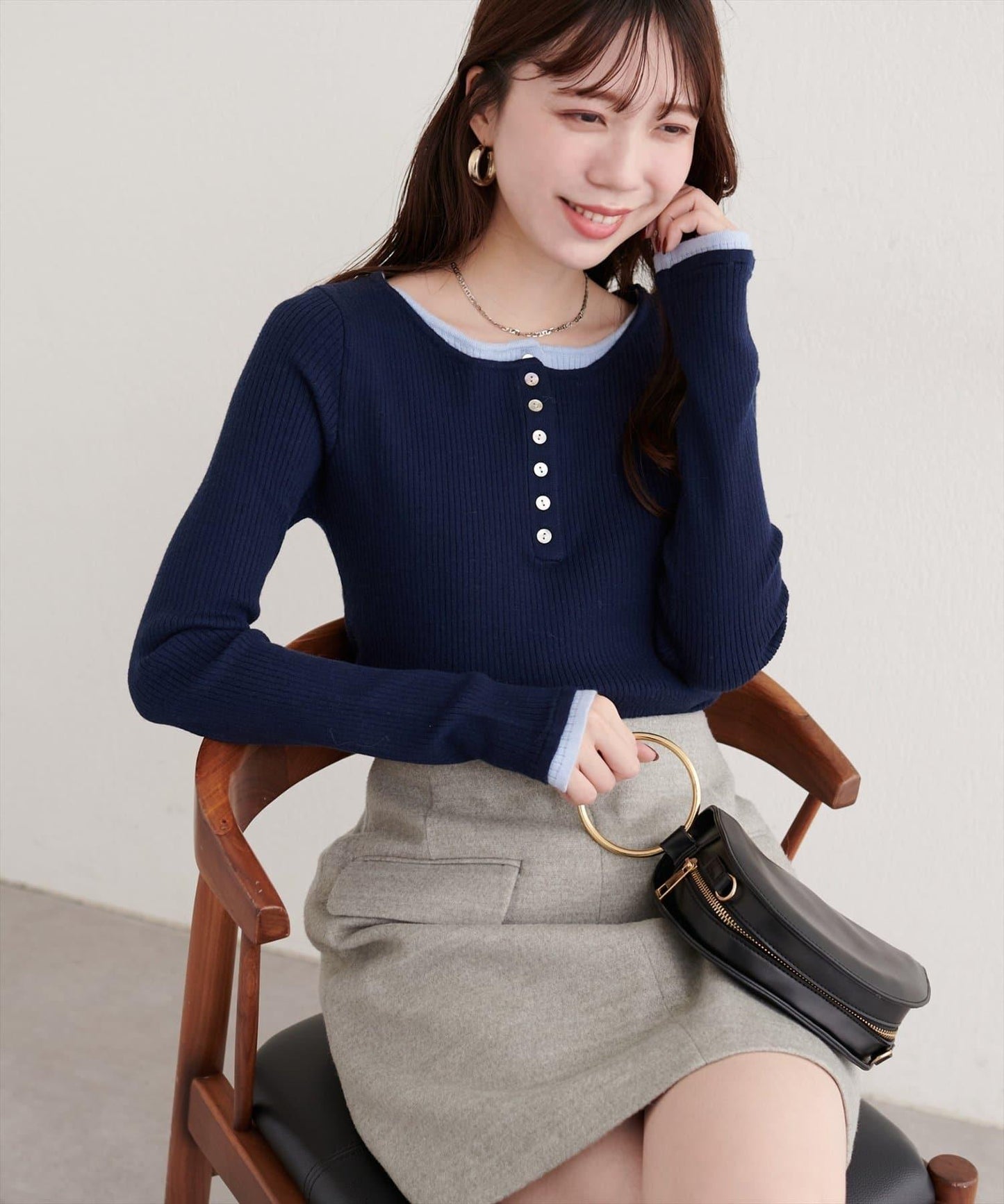 拼接針織套頭衫