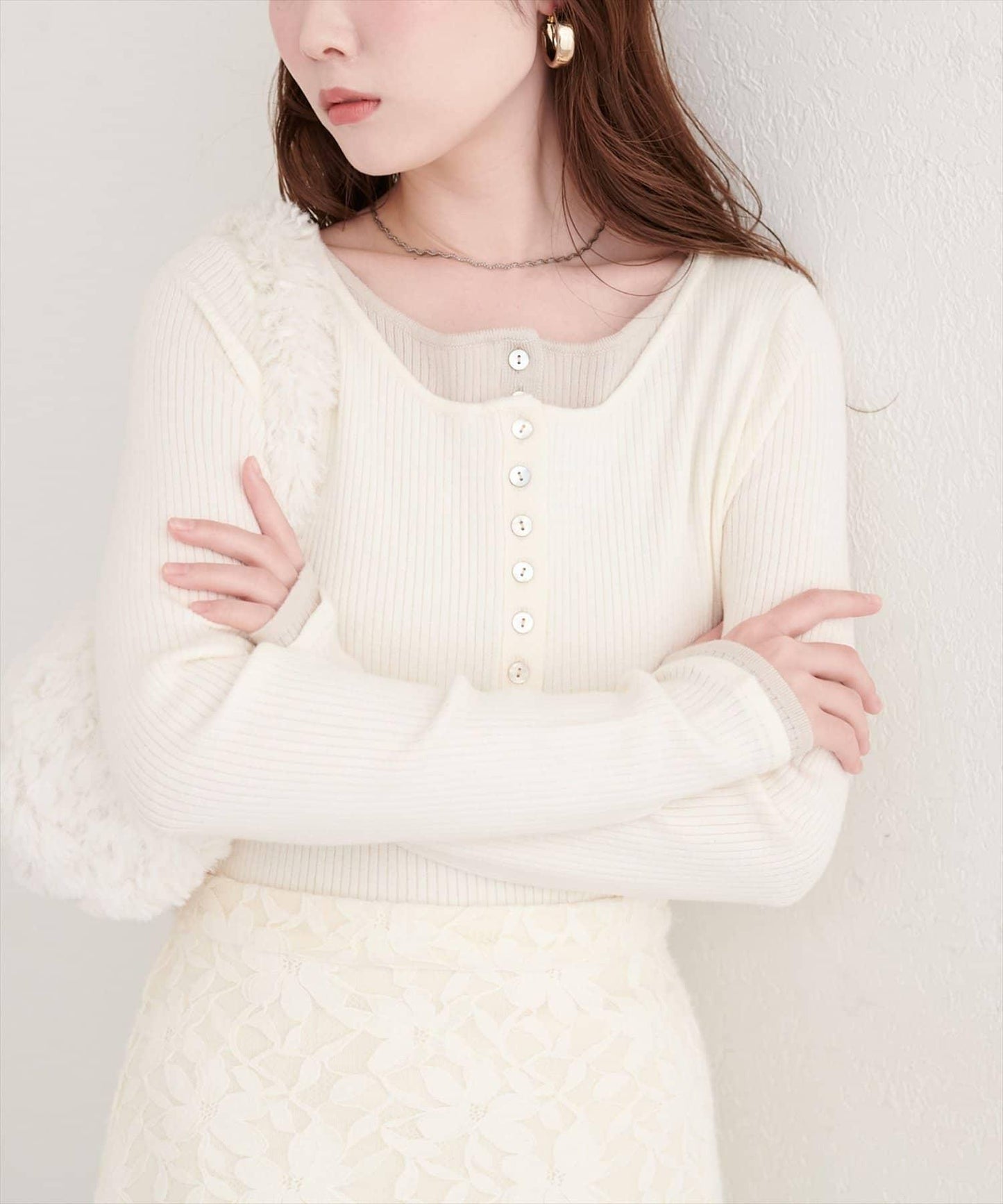 拼接針織套頭衫