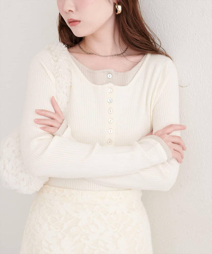 拼接針織套頭衫